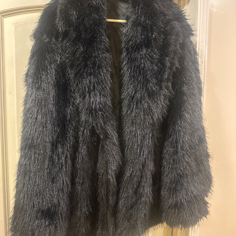 Men Black Faux Fur Coat